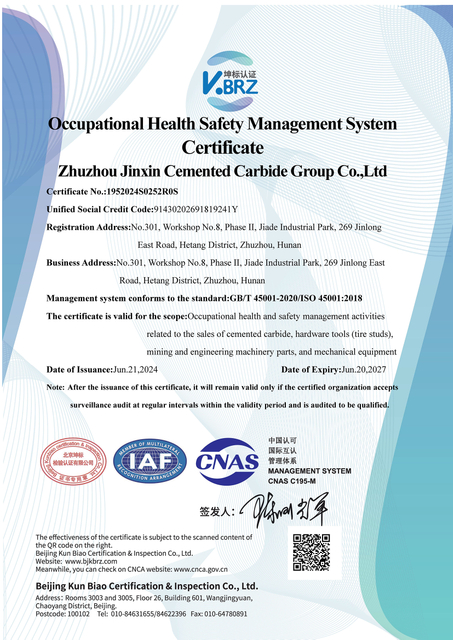  Certificato ISO di sicurezza sanitaria sul lavoro